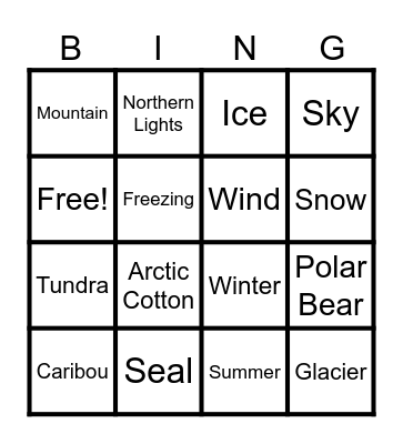ARCTIC BINGO Card