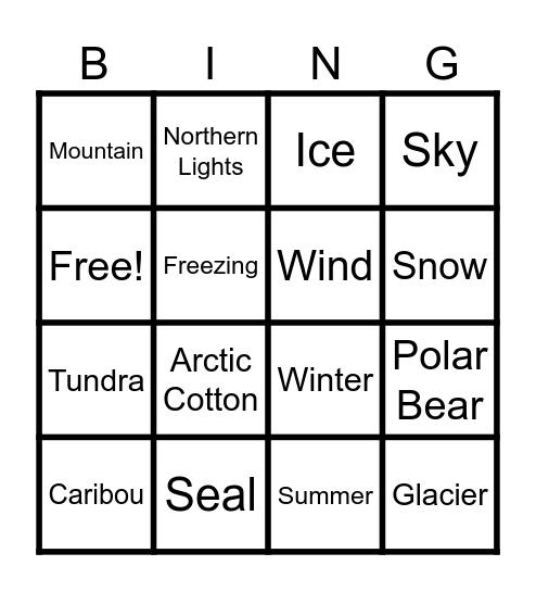 ARCTIC BINGO Card