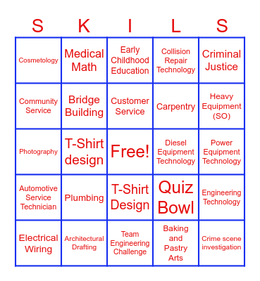 SkillsUSA Competitions Bingo Card