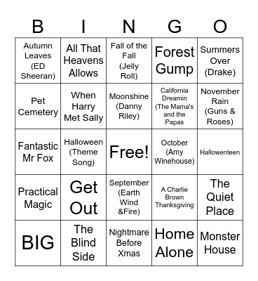 ECC FALL TRIVIA BINGO Card