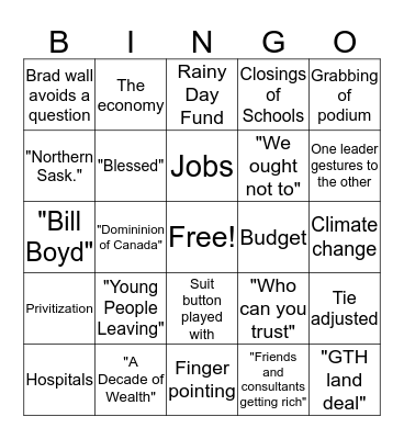 Leader's Debate Buzzword Bingo Card