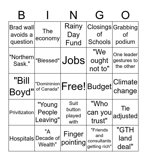 Leader's Debate Buzzword Bingo Card