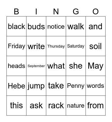 Thanksgiving Bingo Card