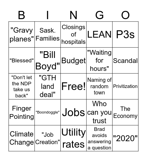 Leader's Debate Buzzword Bingo Card