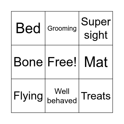 My Super Pet Bingo Card