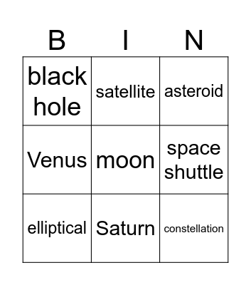 Stars Bingo Card