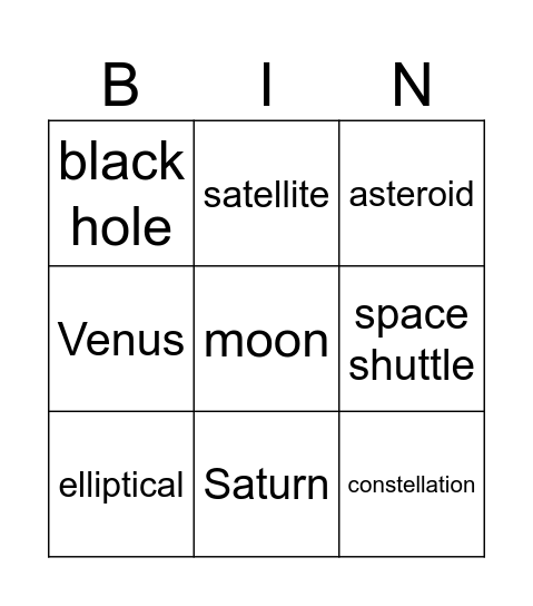 Stars Bingo Card