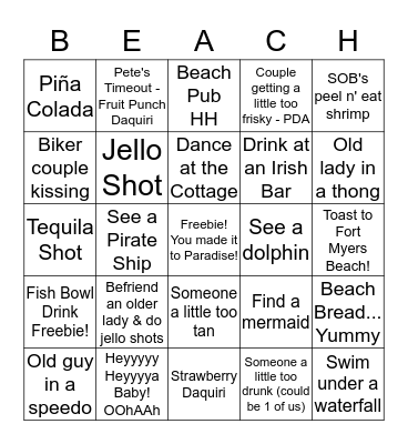 Fort Myers Beach Bingo Card