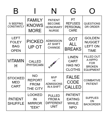 LAND OF THE MED-SURG BINGO Card