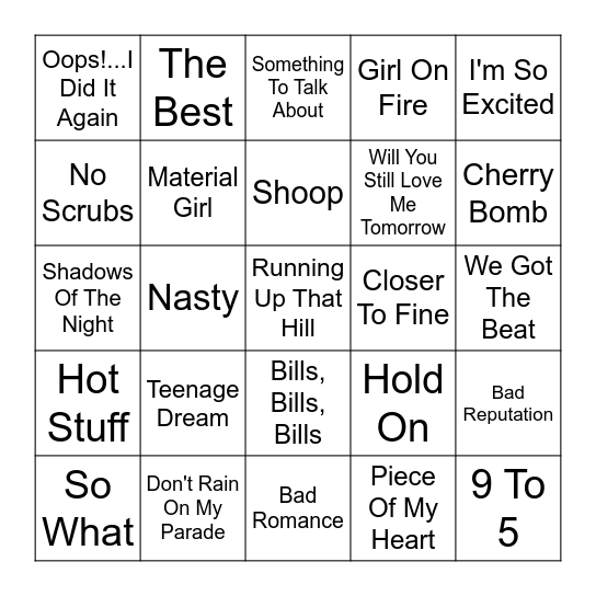 Ladies Night Bingo Card