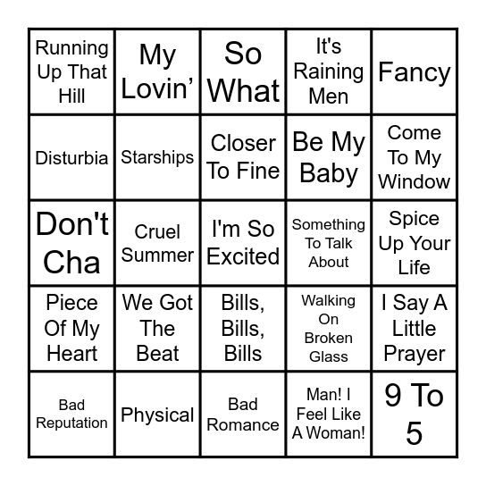 Ladies Night Bingo Card