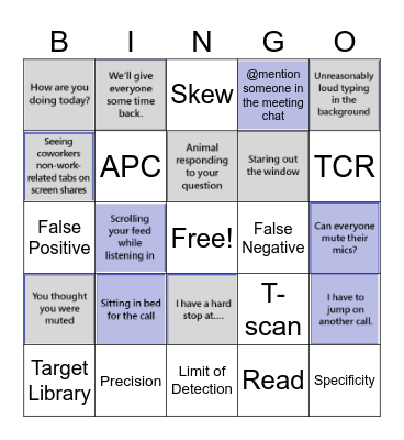 Microsoft Teams Meeting BINGO Card