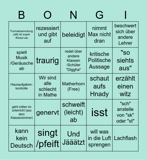 Kemper-Bongi Bingo Card