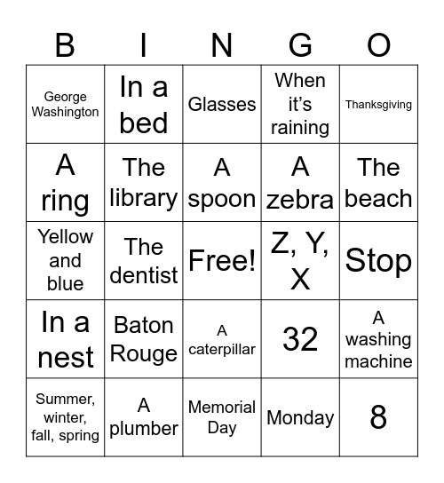 Level 2 Bingo Card