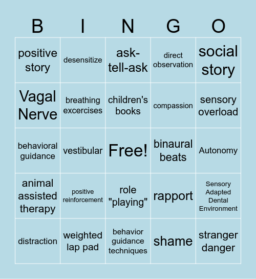 Fun & Fear-Free Dentistry for Kids Bingo Card