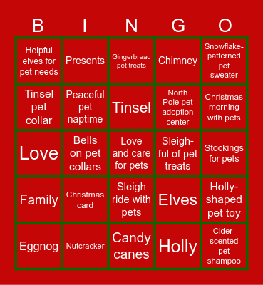 Purina x-mas bingo Card