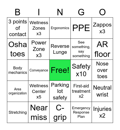 Safety Orientation! Bingo Card