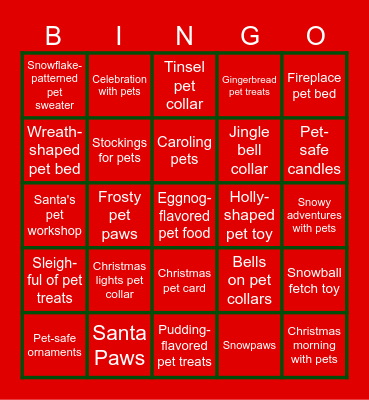 Purina x-mas bingo Card