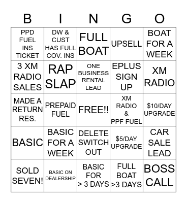 SALES BINGO Card
