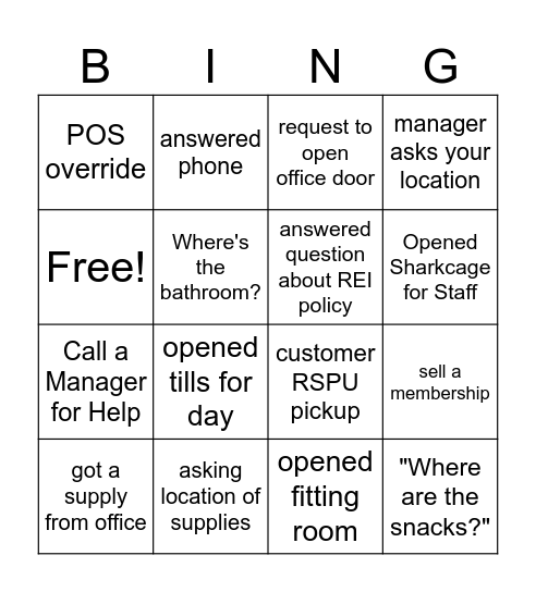 OPS REINGO Bingo Card