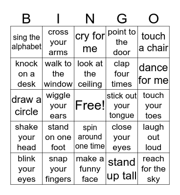 Will you do me a favor? Bingo Card