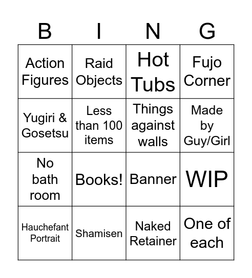 Housing Bingo Card