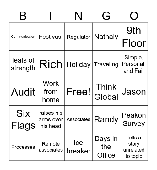 Chris-isms BINGO Card