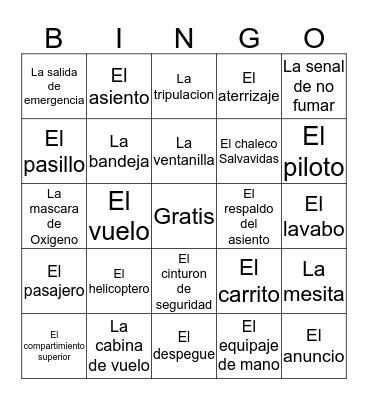 El Vuelo Bingo Card