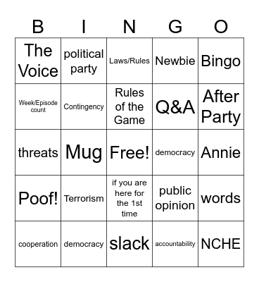 HMASDC Bingo 11/10/23 Bingo Card
