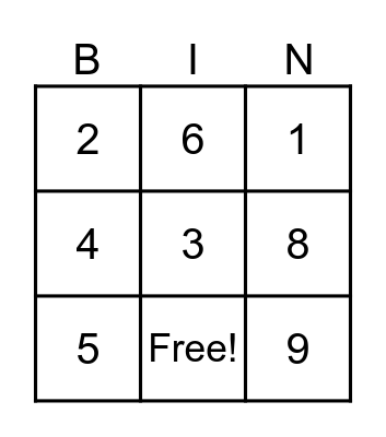 Number Bingo! Bingo Card