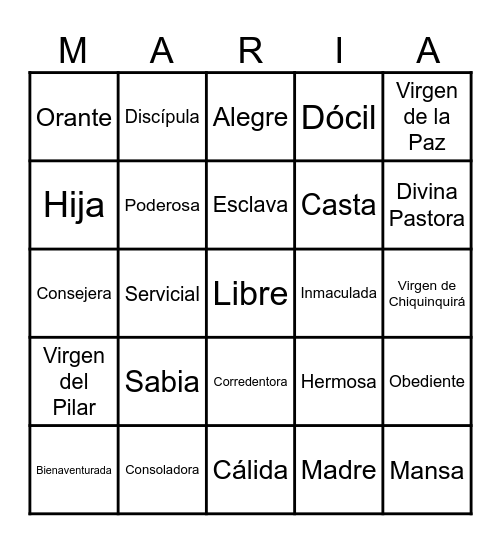 Bingo Mariano Bingo Card