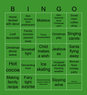 Christmas Cliché Bingo Card