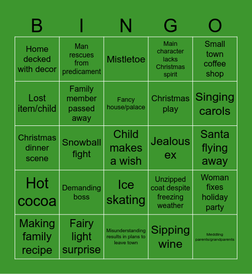 Christmas Cliché Bingo Card