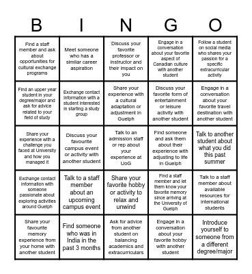 Student Meet & Greet Bingo Card