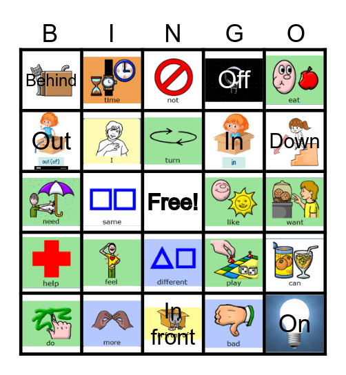 Unity Core Words Bingo Card