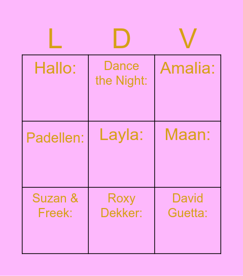 Lynn's Bingo Card