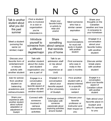 Student Meet & Greet Bingo Card