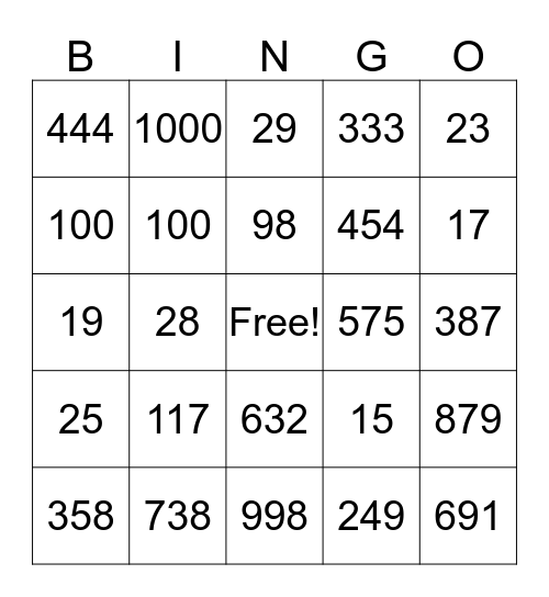 Second Grade Bingo! Bingo Card