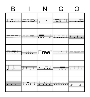 Rhythm Bingo Card