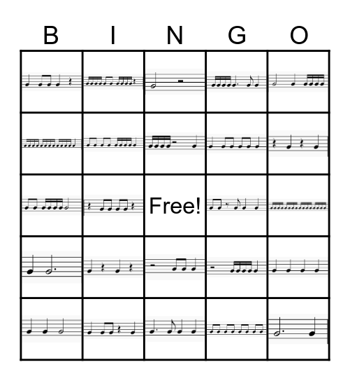 Rhythm Bingo Card