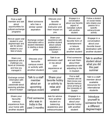Student Meet & Greet Bingo Card