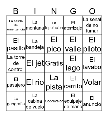El Vuelo Bingo Card