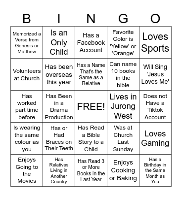 Human Bingo Card