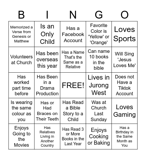 Human Bingo Card