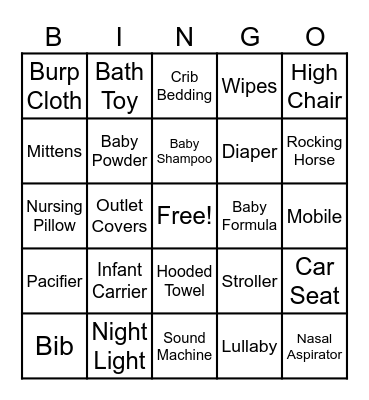 Baby Bingo Card