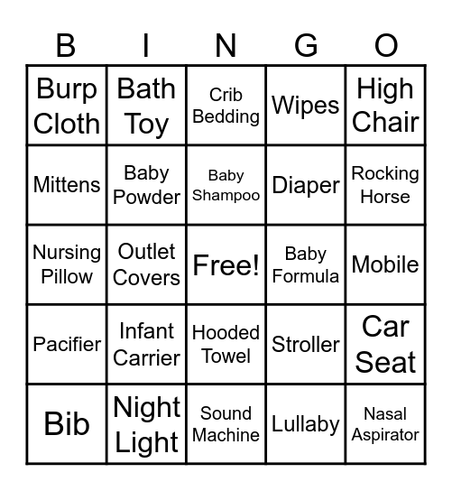 Baby Bingo Card