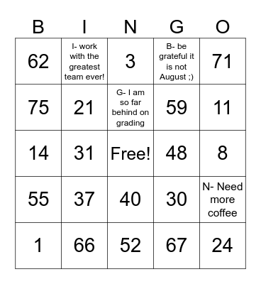 Clark EB Thanksgiving BINGO! Bingo Card