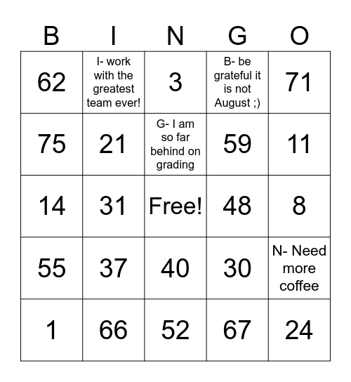 Clark EB Thanksgiving BINGO! Bingo Card