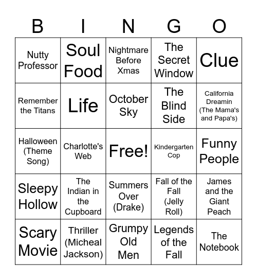 ECC FALL TRIVIA BINGO Card