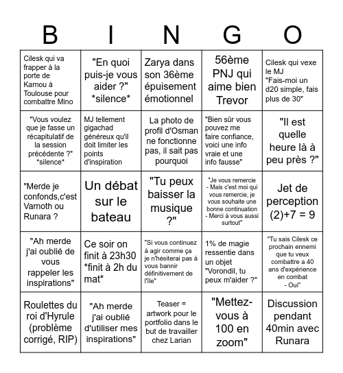 L'êle aux tempîtes Bingo Card